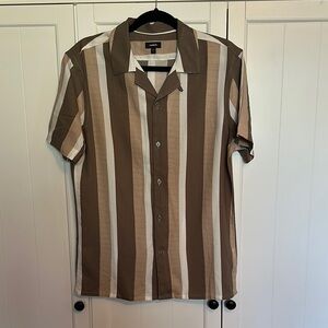 Express Men's Brown Striped Shirt